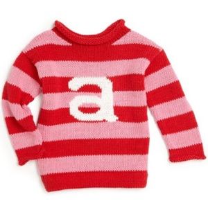 NWT MJK knits striped letter A sweater size 2-4